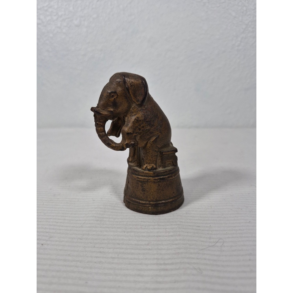 Vintage Cast Iron Circus Elephant Still Bank on Pedestal Metal Coin Bank